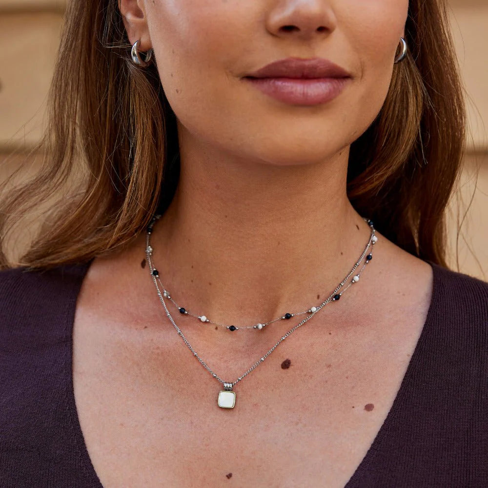 Midnight Beaded Stone Necklace