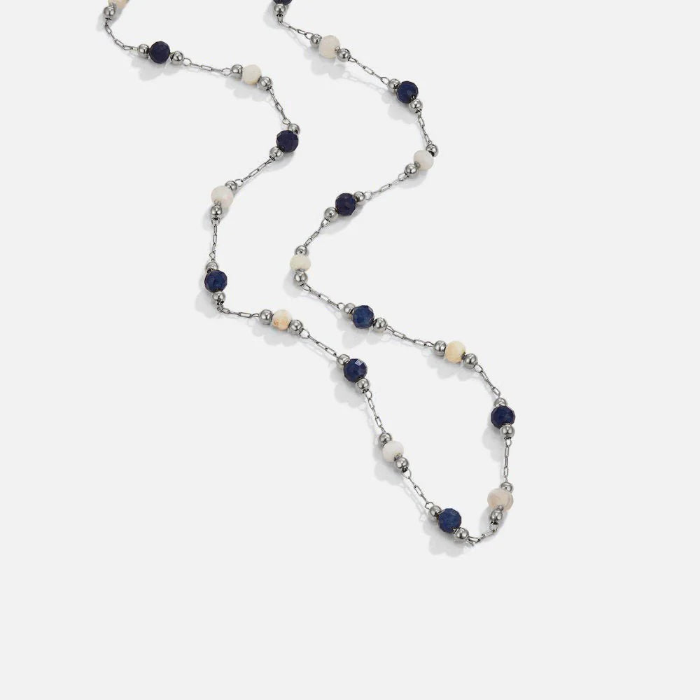 Midnight Beaded Stone Necklace